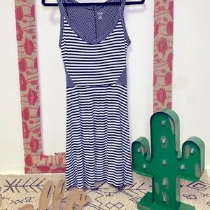 Ana black/white striped Mini Dress